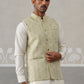 Geometric Weave Embroidered Nehru Jacket ( JOWC 4138 Pista )