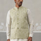 Geometric Weave Embroidered Nehru Jacket ( JOWC 4138 Pista )