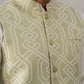 Geometric Weave Embroidered Nehru Jacket ( JOWC 4138 Pista )