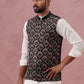 Floral Embroidered Silk Nehru Jacket ( JOWC 4142 Mehndi )