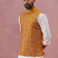 Floral Embroidered Silk Nehru Jacket ( JOWC 4142 Mustard )