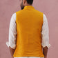 Floral Embroidered Silk Nehru Jacket ( JOWC 4142 Mustard )