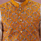Floral Embroidered Silk Nehru Jacket ( JOWC 4142 Mustard )