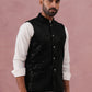 Men Velvet Sequin Work Nehru Jacket ( JOWC 4144 Black)