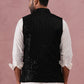 Men Velvet Sequin Work Nehru Jacket ( JOWC 4144 Black)