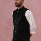 Men Velvet Sequin Work Nehru Jacket ( JOWC 4144 Black)