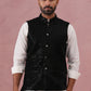 Men Velvet Sequin Work Nehru Jacket ( JOWC 4144 Black)
