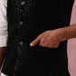 Men Velvet Sequin Work Nehru Jacket ( JOWC 4144 Black)