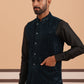 Men Velvet Sequin Work Nehru Jacket ( JOWC 4144 Navy)