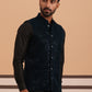 Men Velvet Sequin Work Nehru Jacket ( JOWC 4144 Navy)