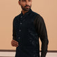 Men Velvet Sequin Work Nehru Jacket ( JOWC 4144 Navy)