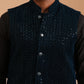 Men Velvet Sequin Work Nehru Jacket ( JOWC 4144 Navy)