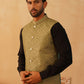 Embroidered With Sequin Silk Blend Nehru Jacket