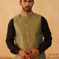 Embroidered With Sequin Silk Blend Nehru Jacket