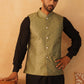 Embroidered With Sequin Silk Blend Nehru Jacket