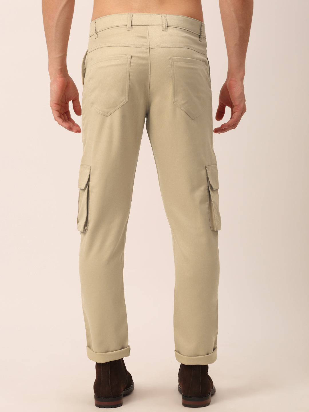 Indian Needle Men's Casual Cotton Solid Cargo Pants