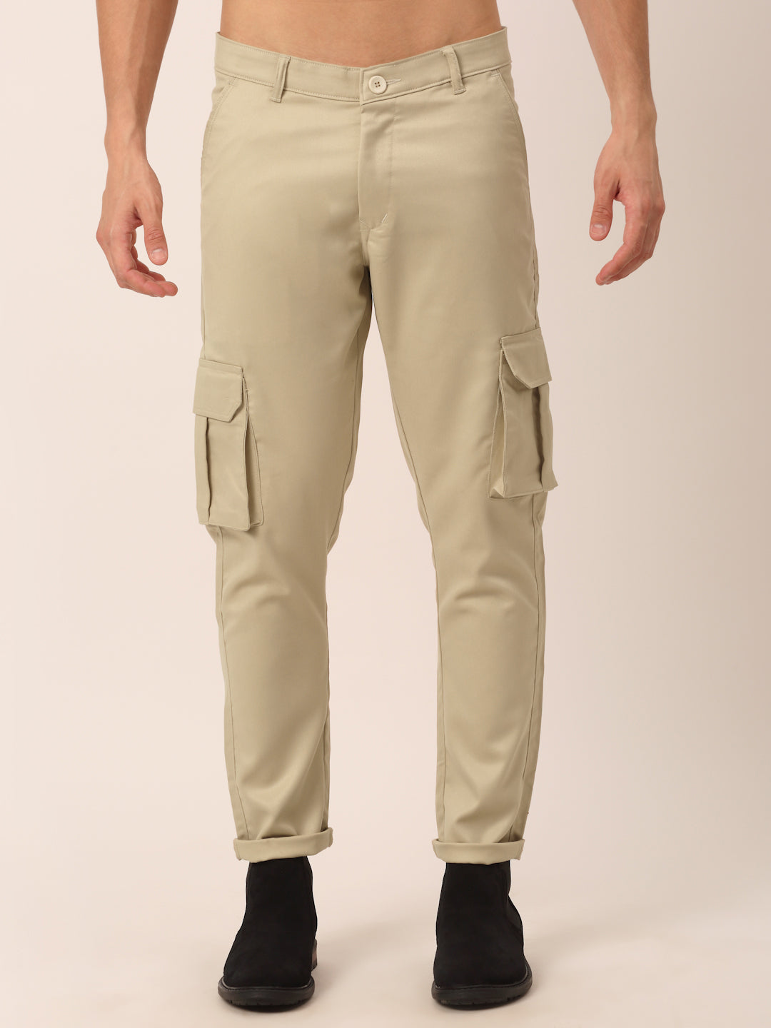 Indian Needle Men's Casual Cotton Solid Cargo Pants