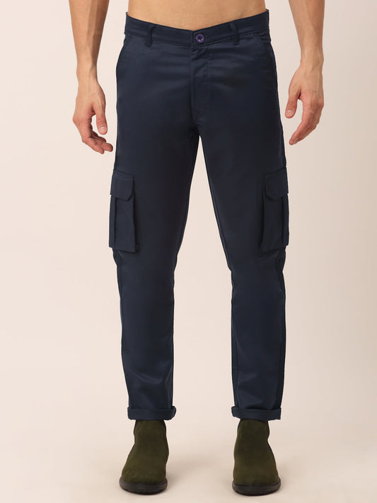 Indian Needle Men's Casual Cotton Solid Cargo Pants