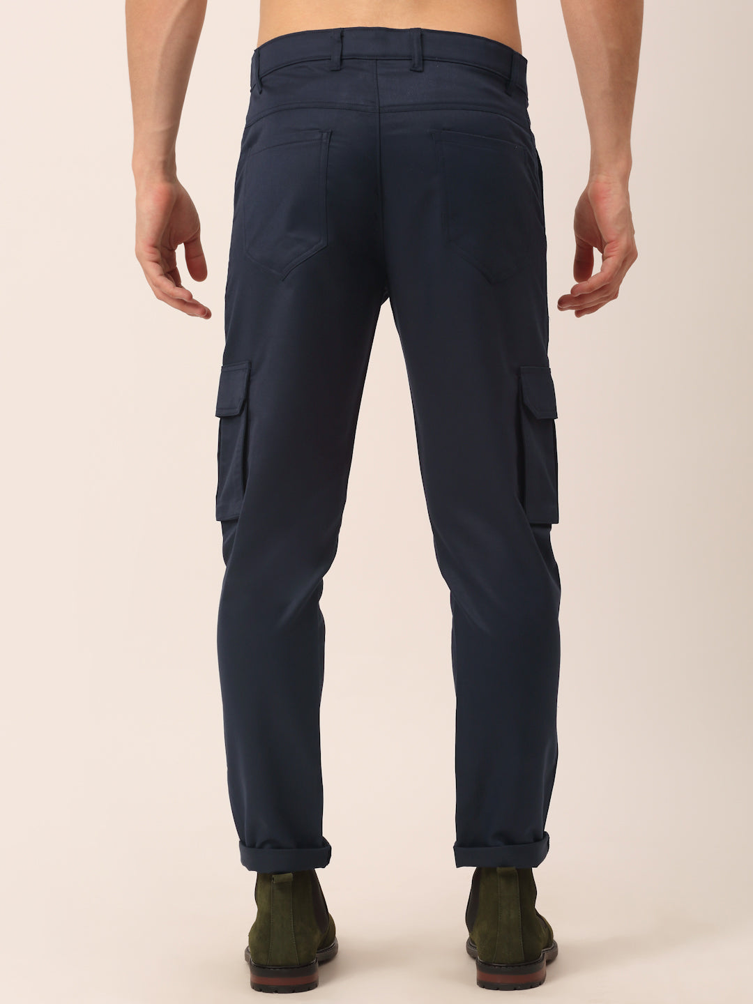 Indian Needle Men's Casual Cotton Solid Cargo Pants