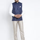 Jompers Men's Navy Blue Solid Nehru Jacket