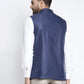 Jompers Men's Navy Blue Solid Nehru Jacket