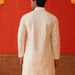 Sequins & Embroidered Kurtas For Men ( KKO 5128Cream )