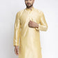 Jompers Men's Golden Solid Dupion Silk Kurta Only ( KO 636Golden )