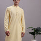 Men's Yellow Chikankari Embroidered and Sequence Kurta