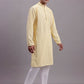 Men's Yellow Chikankari Embroidered and Sequence Kurta