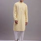 Men's Yellow Chikankari Embroidered and Sequence Kurta