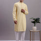 Men's Yellow Chikankari Embroidered and Sequence Kurta