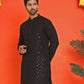 Sequin Embroidered Pure Cotton Kurtas ( KO 5006 Black )