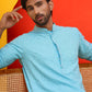 Sequin Embroidered Pure Cotton Kurtas ( KO 5006 Blue )