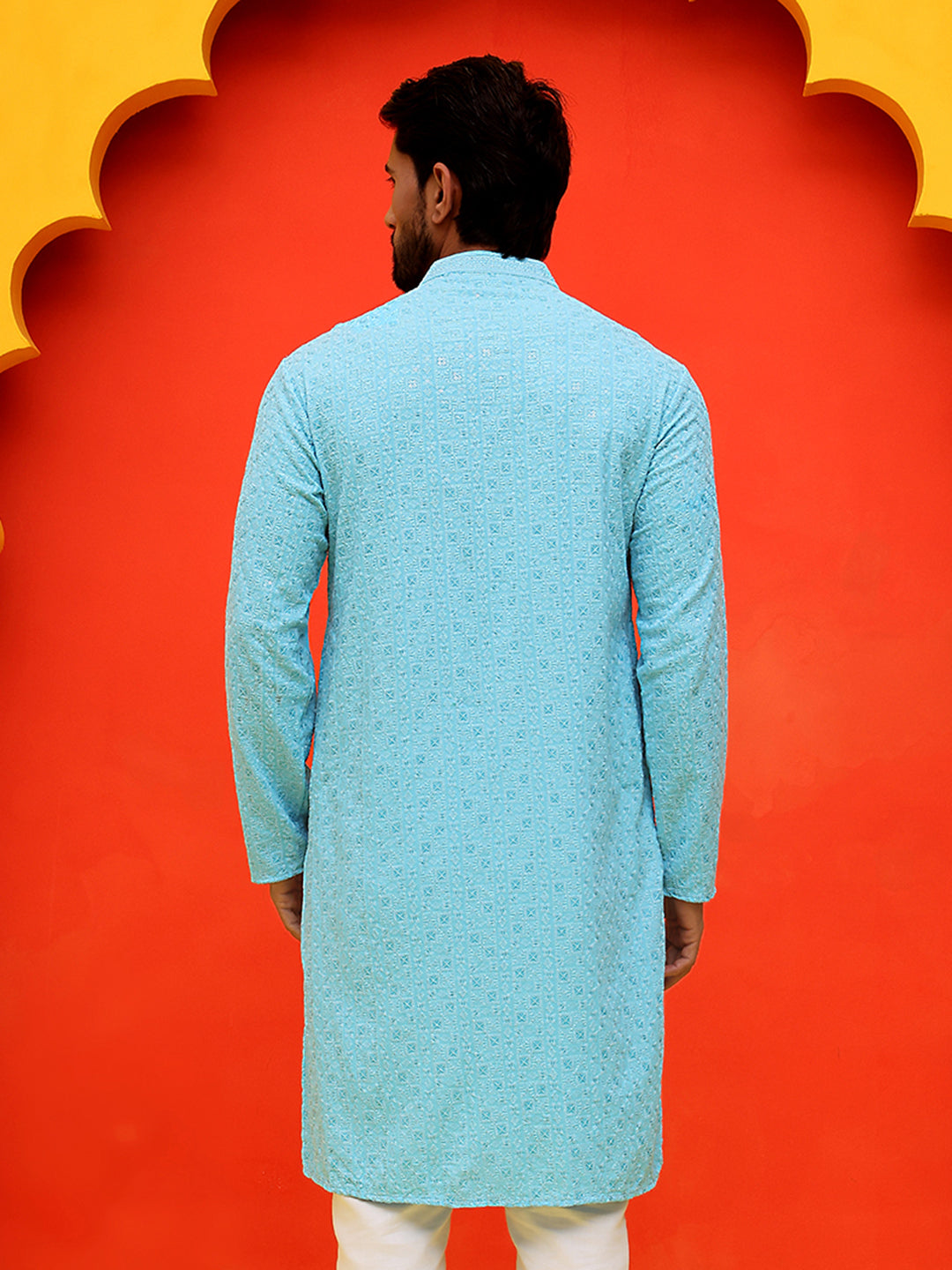 Sequin Embroidered Pure Cotton Kurtas ( KO 5006 Blue )