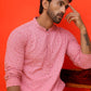 Sequin Embroidered Pure Cotton Kurtas ( KO 5006 Coral )