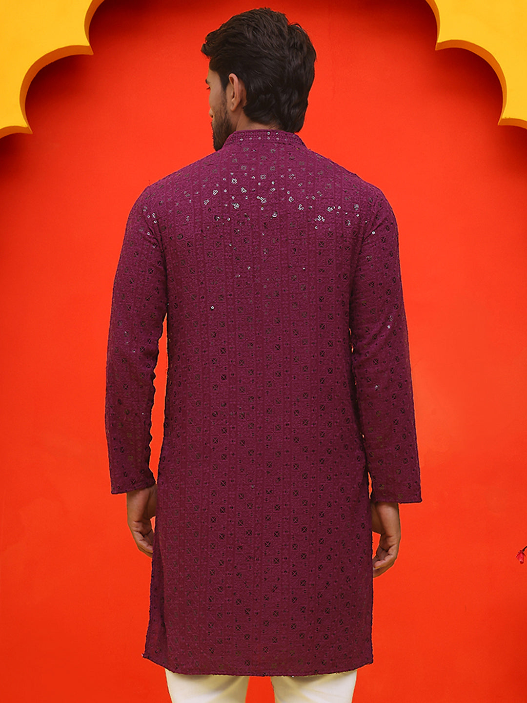 Sequin Embroidered Pure Cotton Kurtas ( KO 5006 Purple )