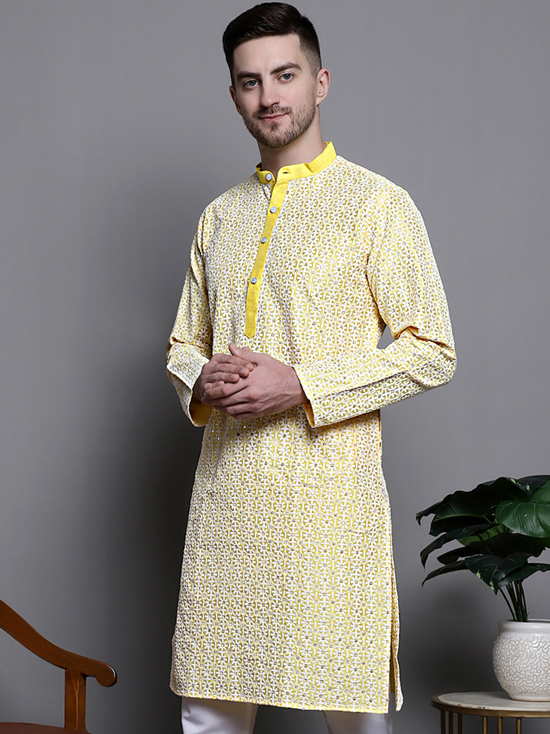 Sequin Embroidered Silk Blend Kurtas