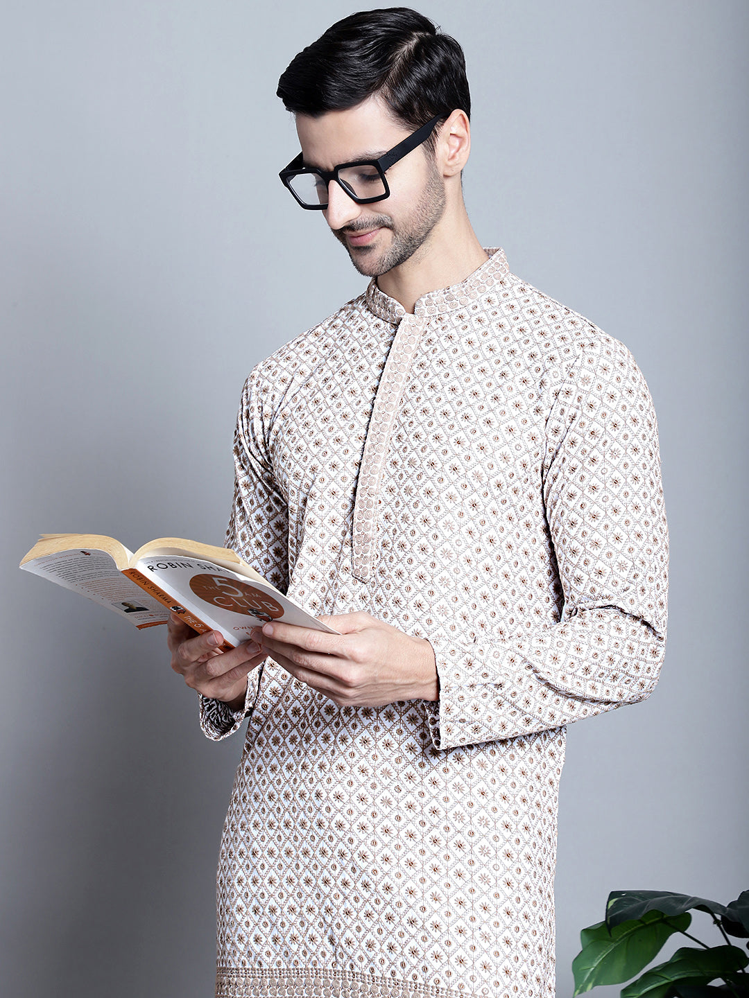 Men's Chikankari Embroidered Kurta Only