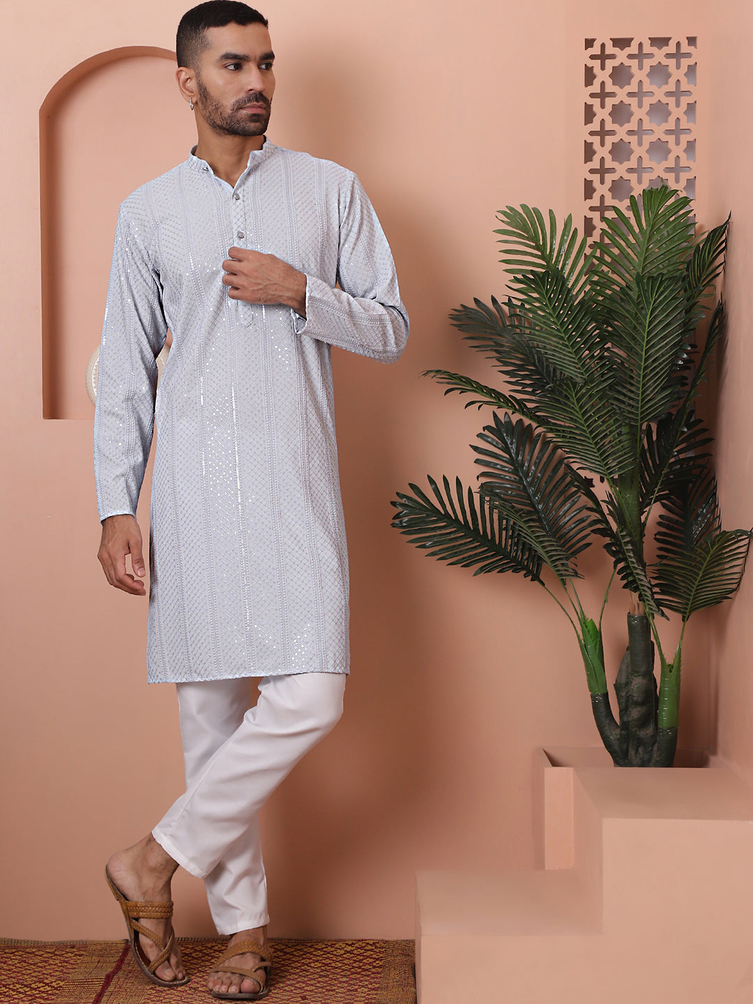 Men's Sequins Embroidered Kurtas