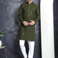 Men's Sequins Chikankari Embroidered Kurtas ( KO 5015Mehndi )