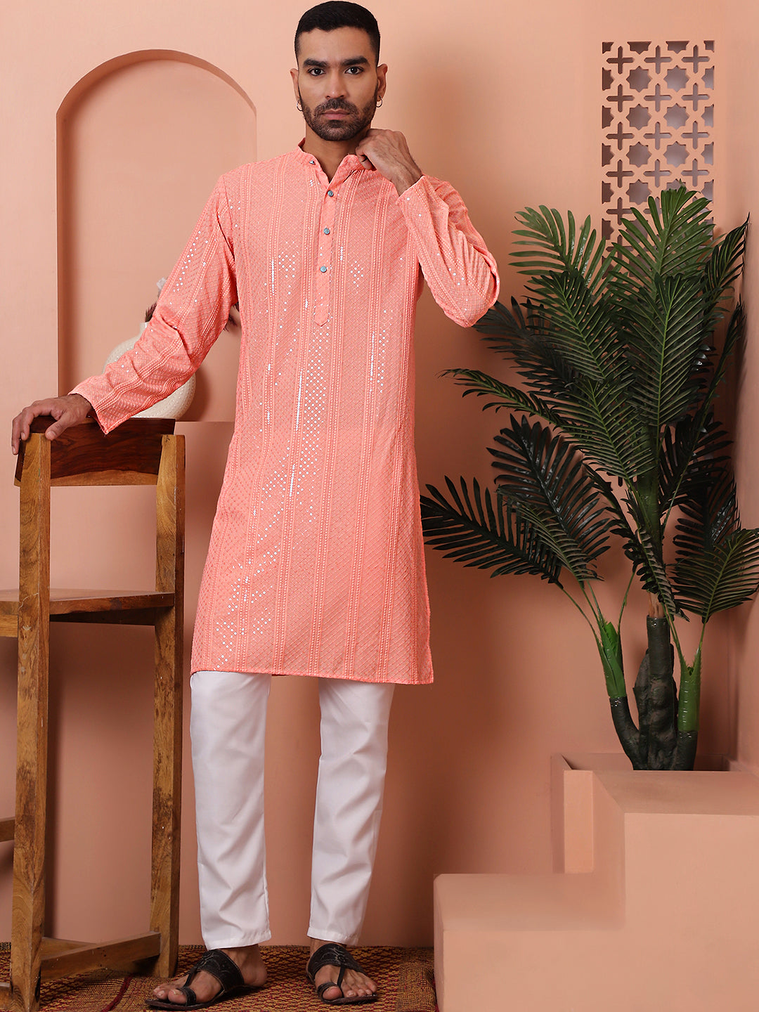 Men's Sequins Embroidered Kurtas