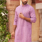 Men's Chikankari Embroidered Kurtas ( KO 5021 Purple )