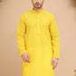 Men's Embroidered Kurtas ( KO 5021 Yellow )