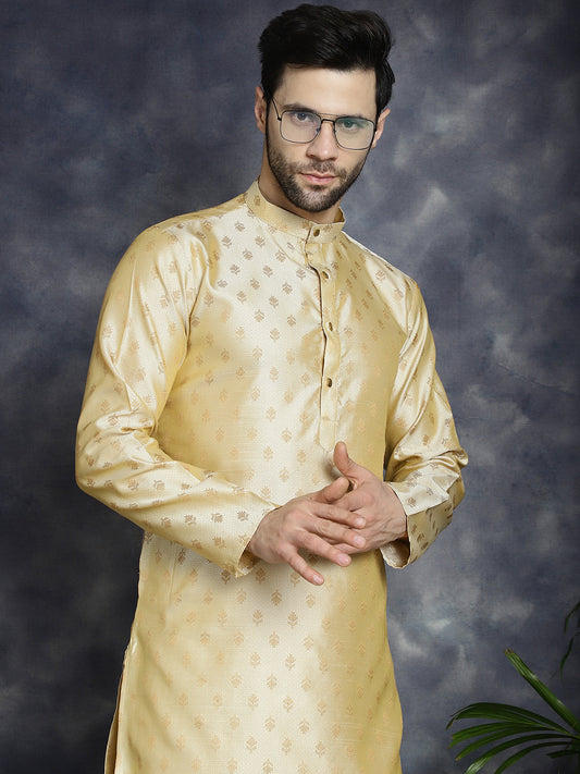 Woven Design Silk Blend Kurtas ( KO 5032Golden )