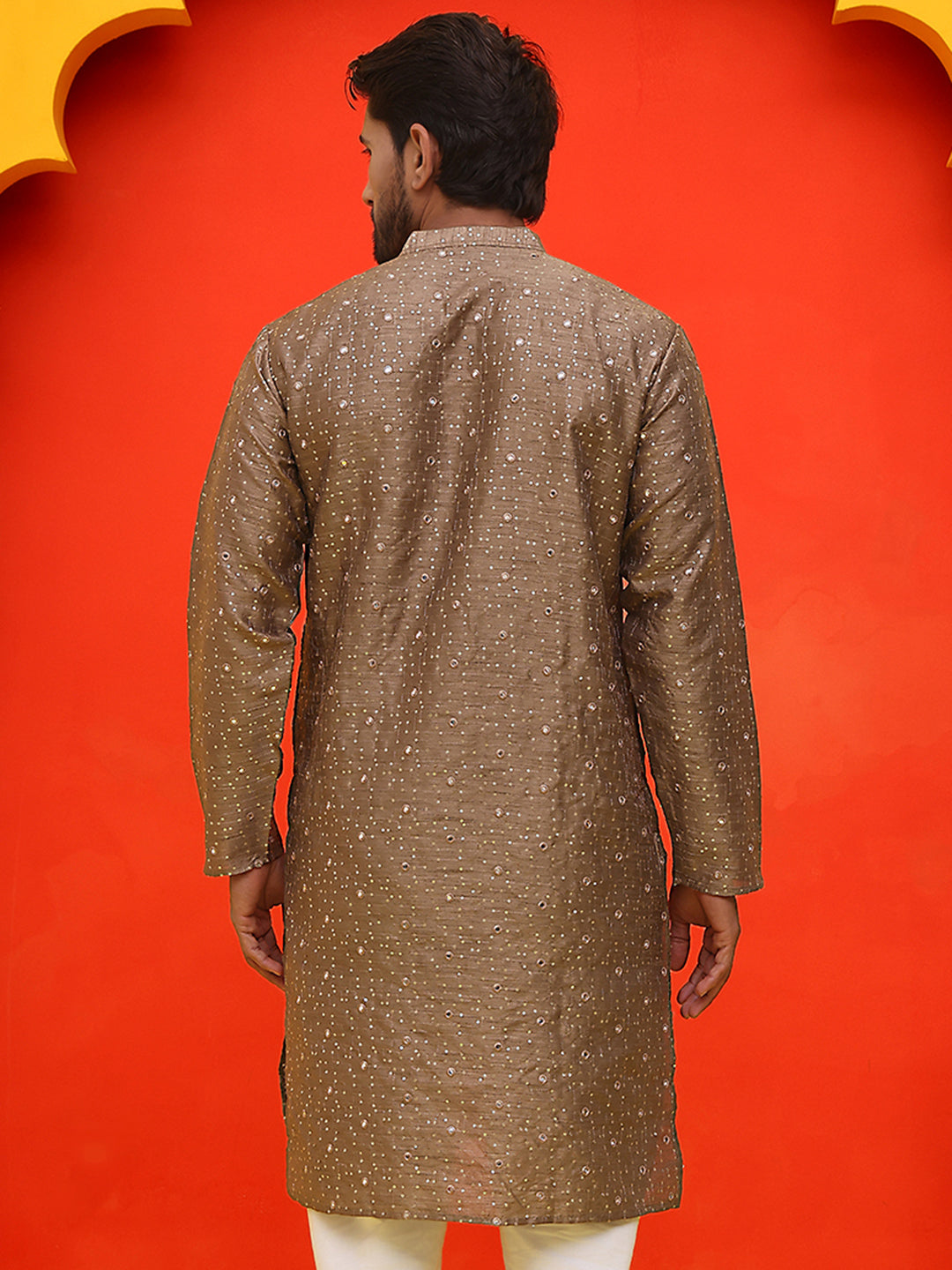 Embroidered Mirror Work Kurtas ( KO 5035 Brown ) [FF] [E-10]