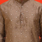 Embroidered Mirror Work Kurtas ( KO 5035 Brown ) [FF] [E-10]