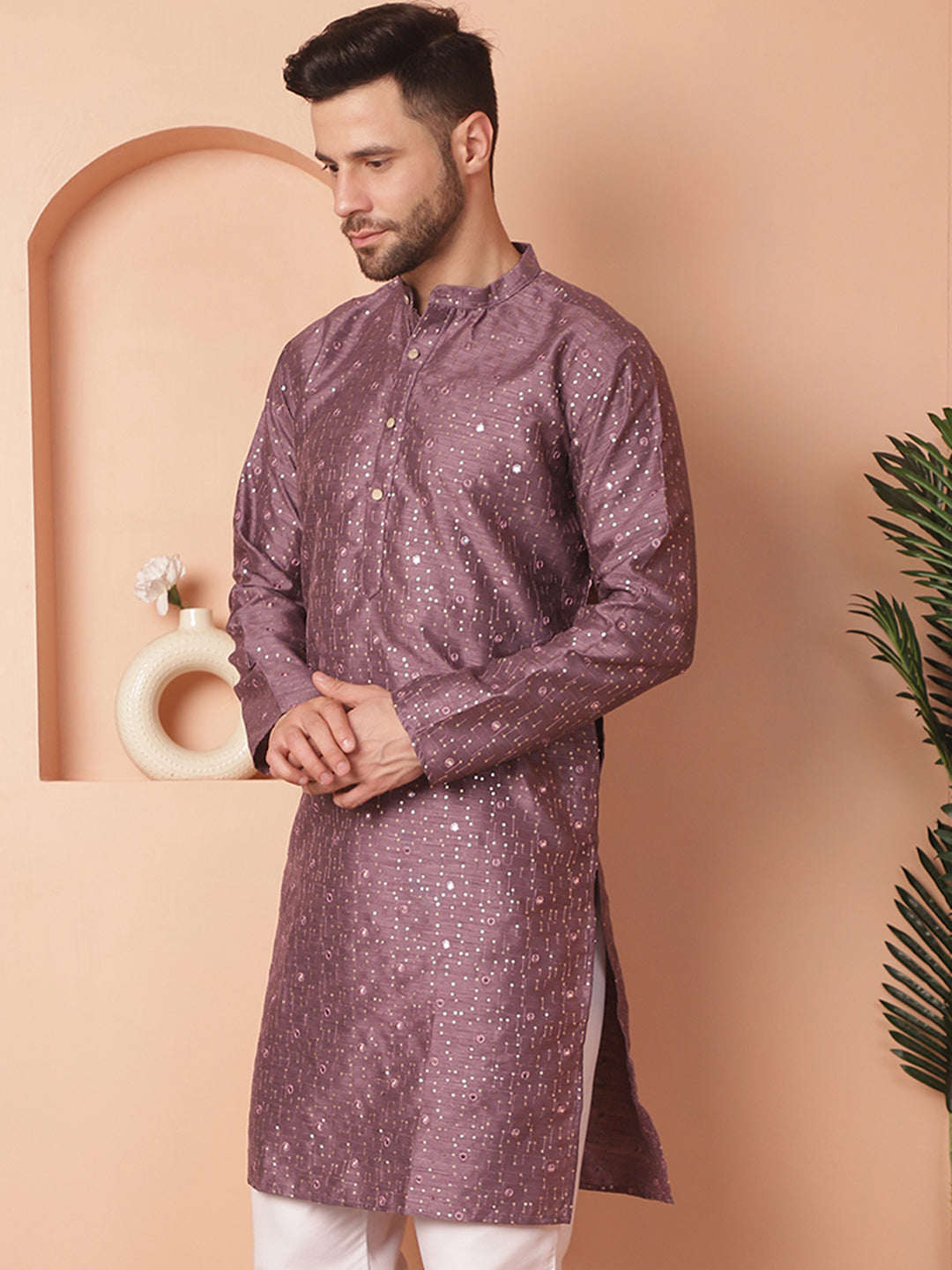 Men's Embroidered Mirror Work Kurtas