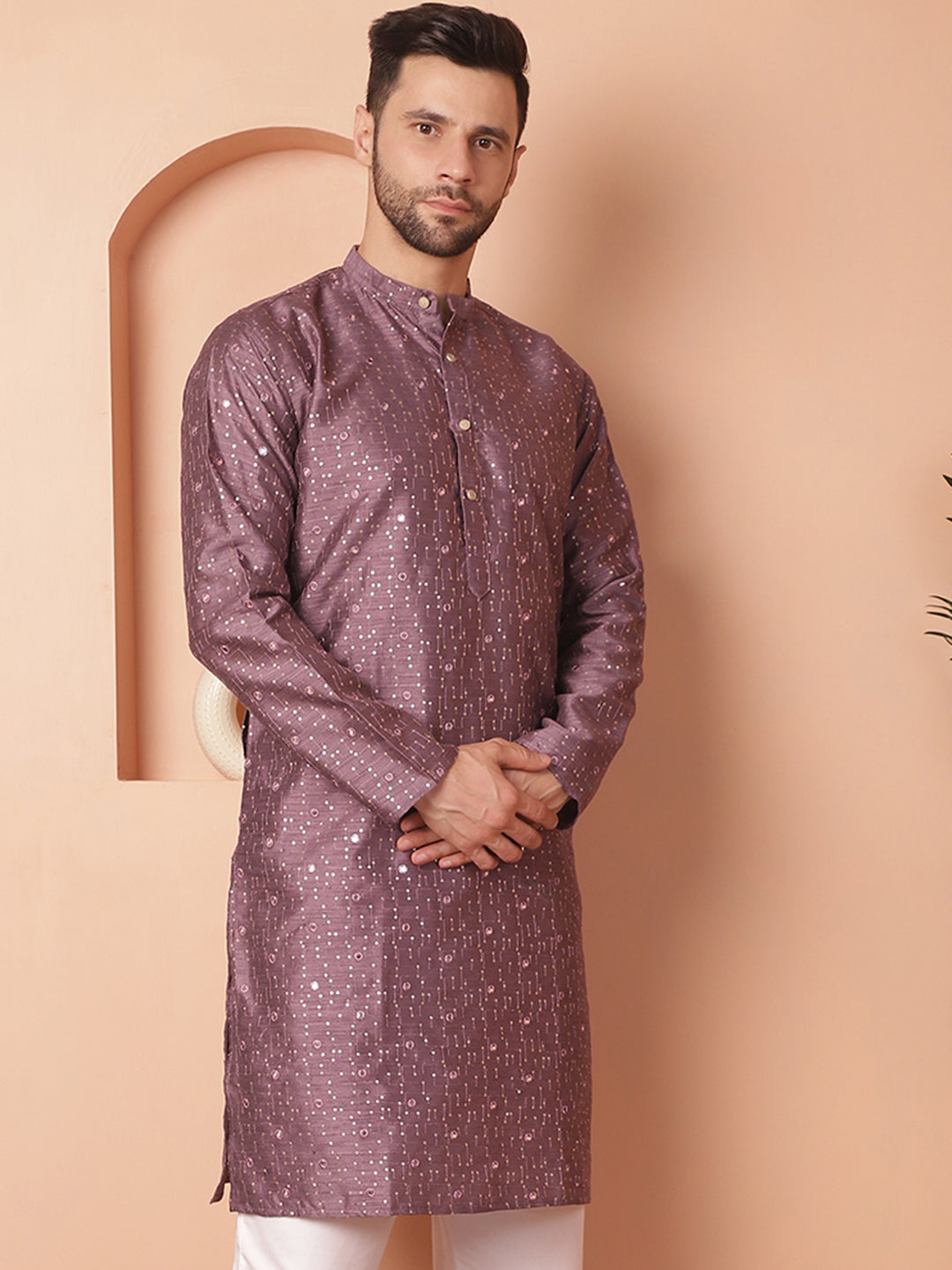 Men's Embroidered Mirror Work Kurtas