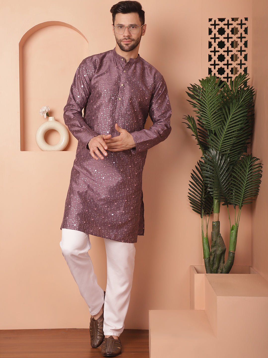 Men's Embroidered Mirror Work Kurtas