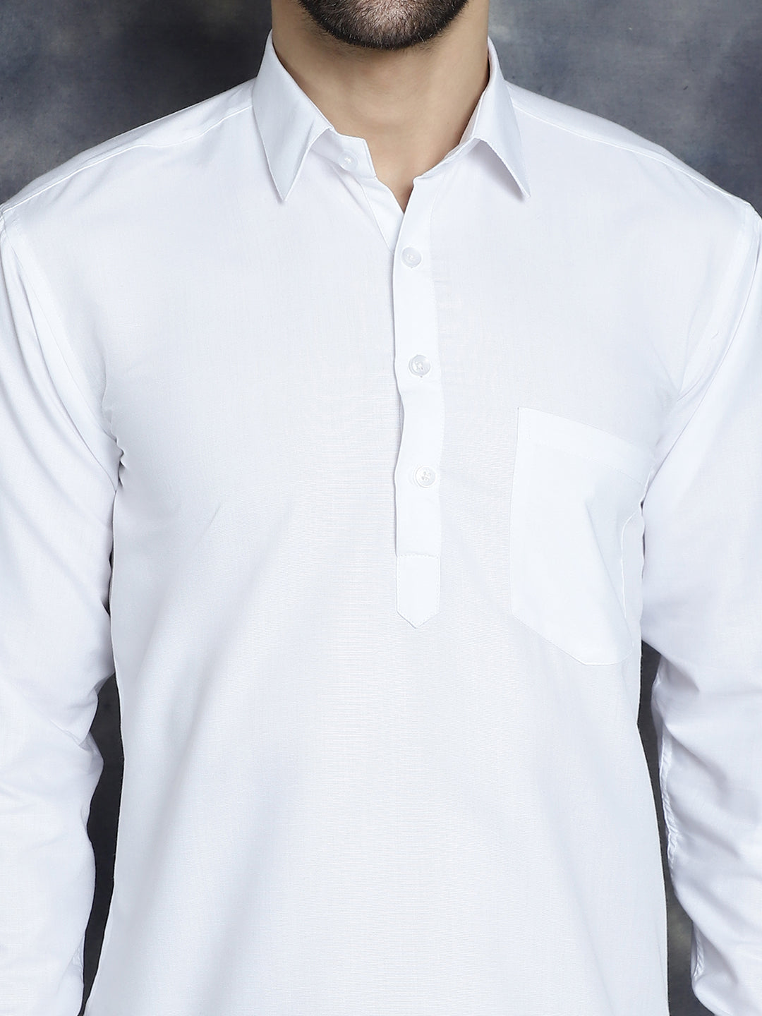 Men's White Solid Short Kurtas ( KO 5037White )